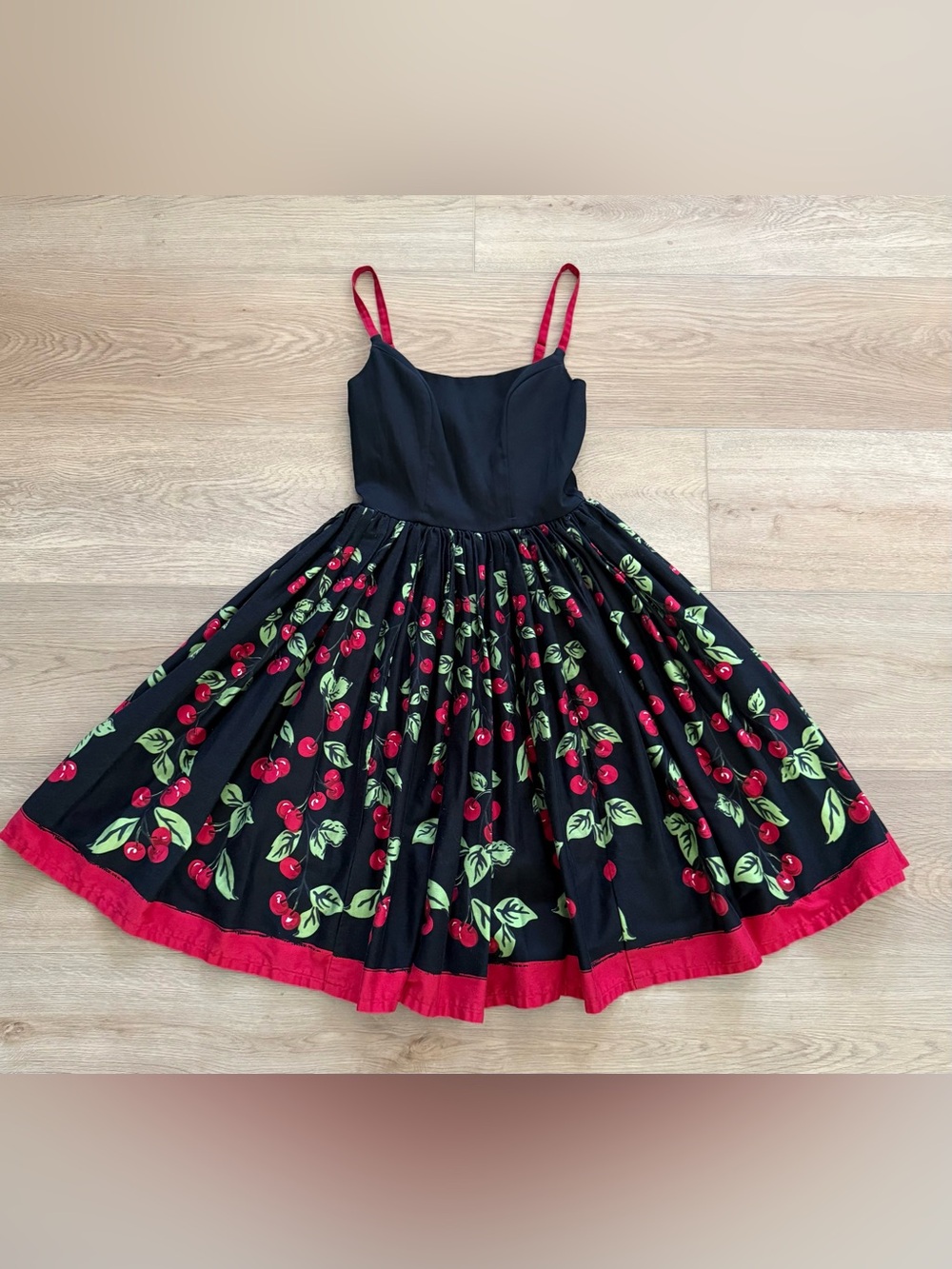 Pinup Couture Jenny Cherry Print Swing Dress XS